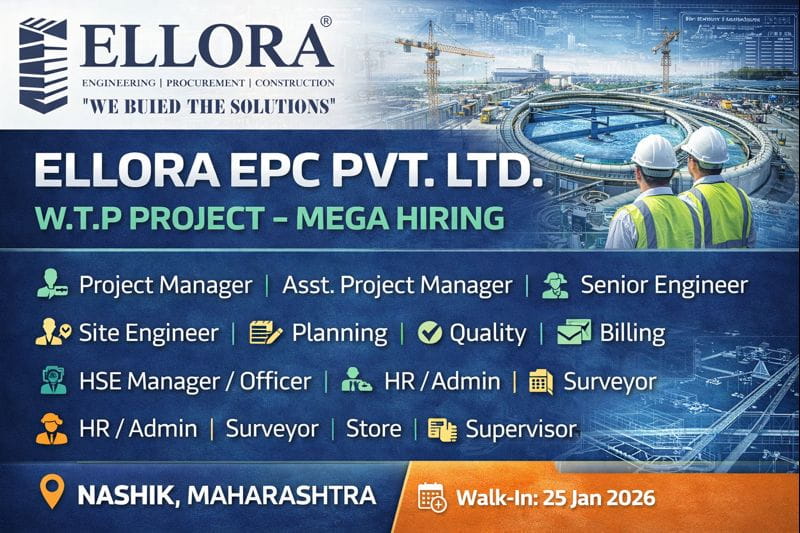 PSP Projects Limited Walk In Interview 2026 | Ongoing and Upcoming Building Construction Projects | Construction Placement 3 M/S Ellora EPC Pvt. Ltd Recruitment 2026 | Project type: W.T.P (Water Treatment Plant) Industry: Industrial / Logistics construction
