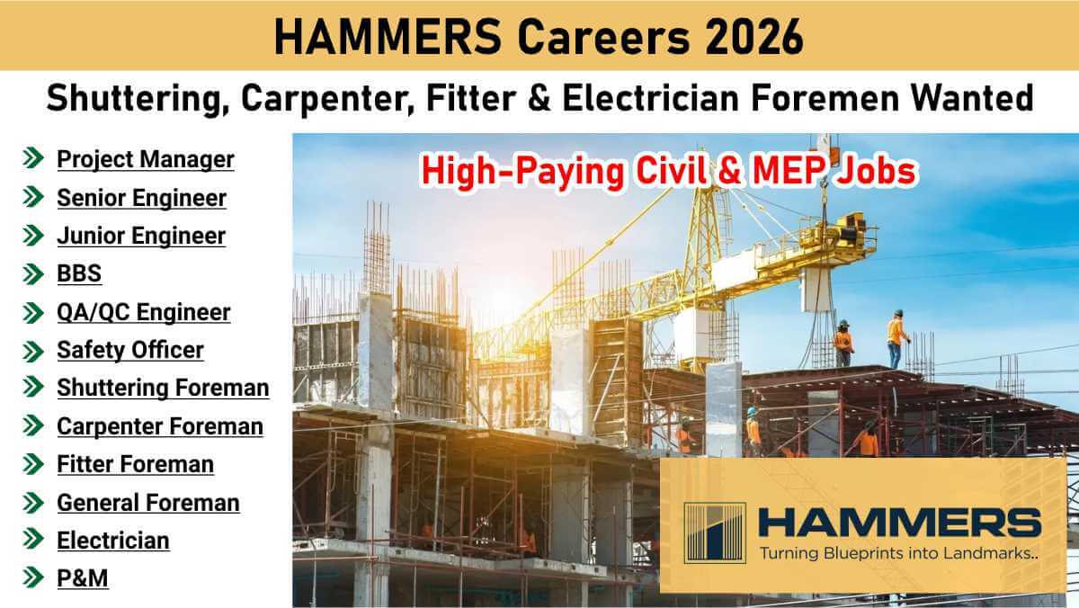 HAMMERS Careers 2026 | Shuttering, Carpenter, Fitter & Electrician Foremen Wanted | High-Paying Civil & MEP Jobs 1 w 2026 01 02T092004.592