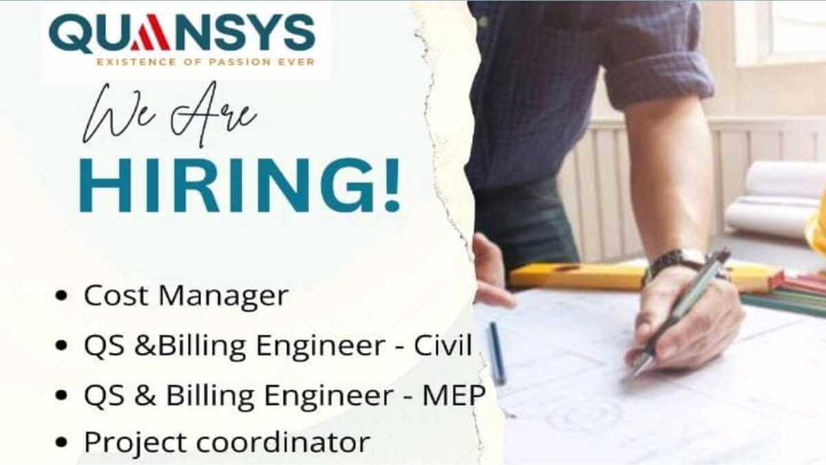 Quansys India PMC & Cost Consultant Pvt Ltd Hiring 2026 | Cost Manager, QS & Billing Engineers | Jobs in Bangalore 1 w 2026 01 05T080859.455