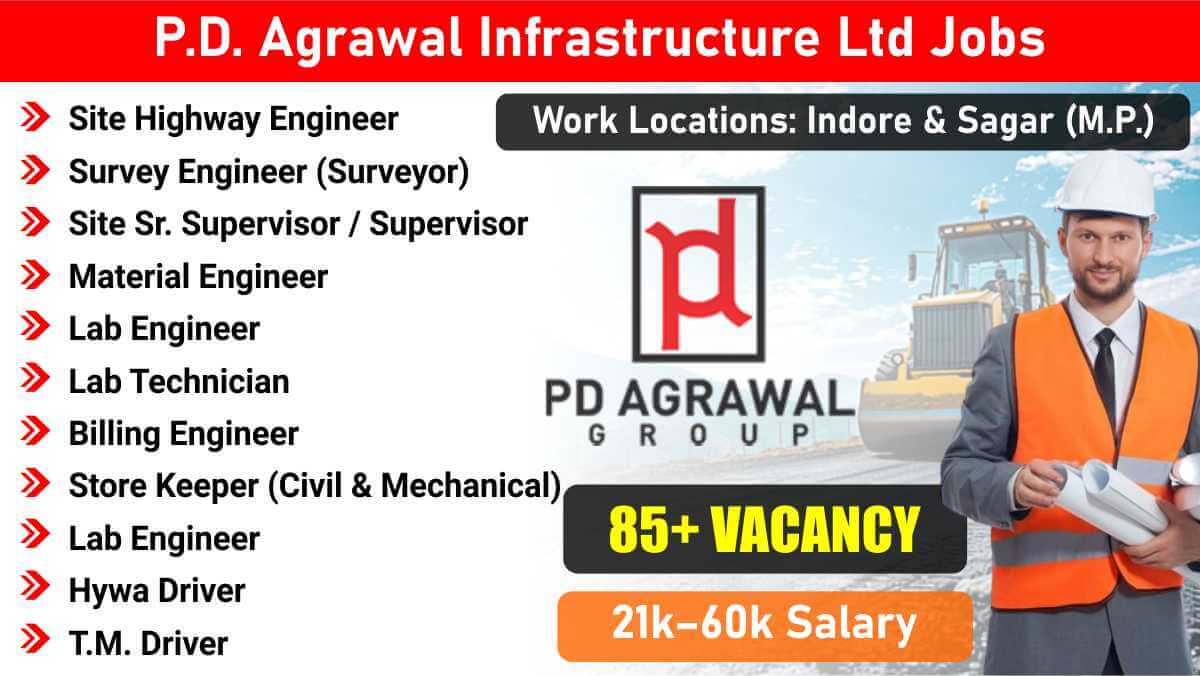 P.D. Agrawal Infrastructure Ltd Jobs | 11 Job Openings for Engineers & Drivers in Madhya Pradesh | 21k–60k Salary | Highway Projects
