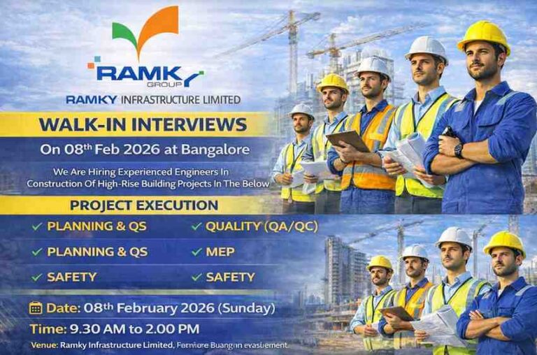 Ramky Infrastructure Limited Vacancy 2026 | Date: 08 February 2026 (Sunday) | Construction Placement