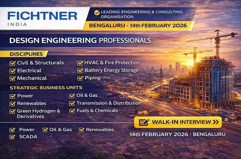 Fichtner India Hiring 2026 | For Civil / Electrical / Mechanical Engineering | Construction Placement