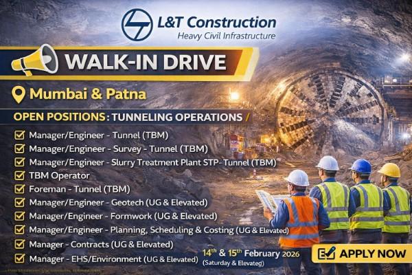 L&T Construction – Heavy Civil Infrastructure Walk-in Interview 2026