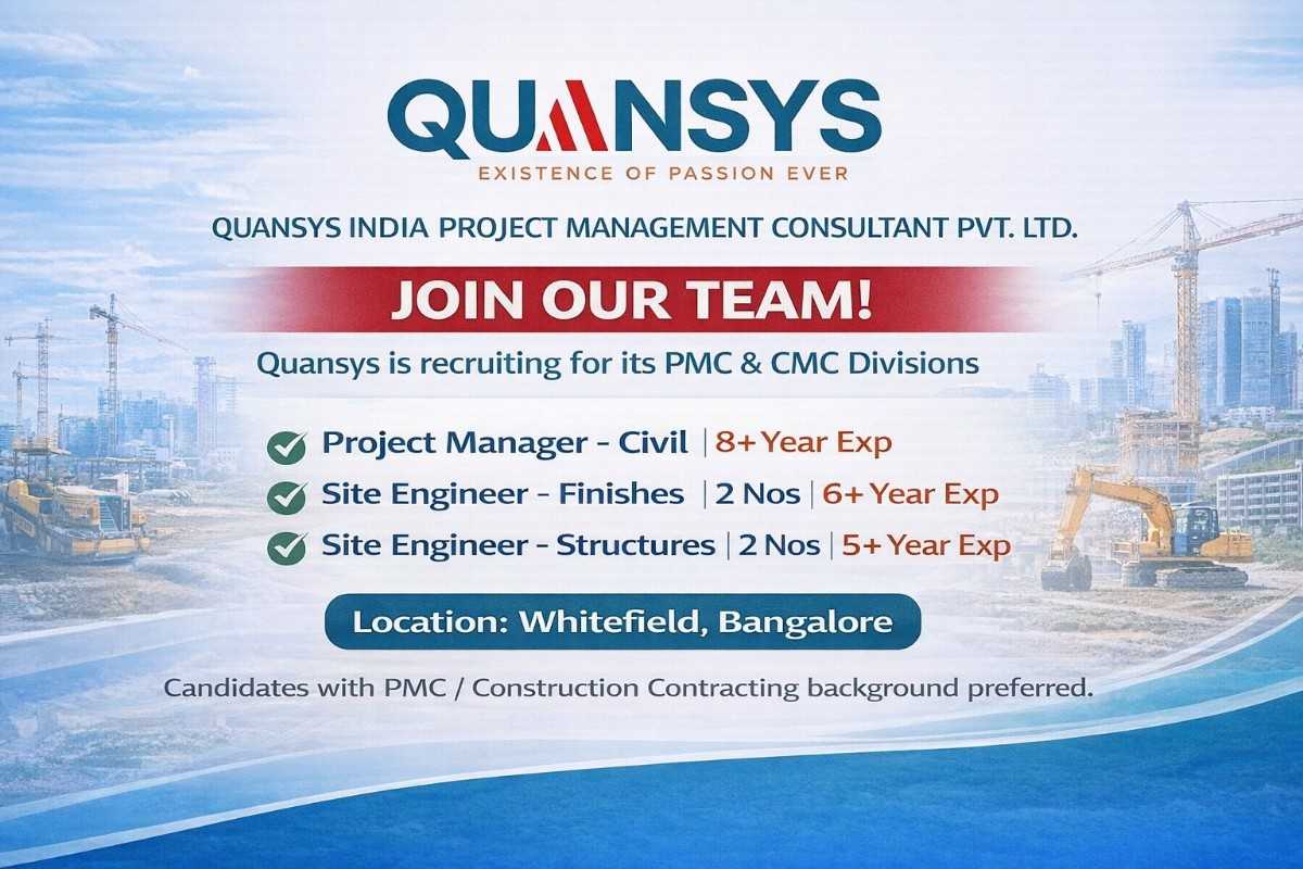 Quansys India Project Management Consultant Pvt Ltd Recruitment 2026 | Location: Whitefield, Bangalore