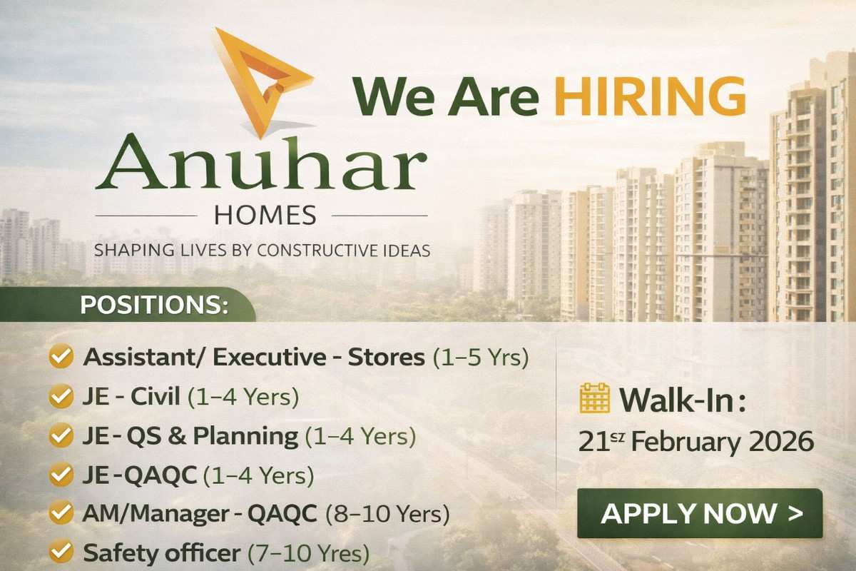 Anuhar Homes Recruitment 2026 | Safety Officer Job Near Me
