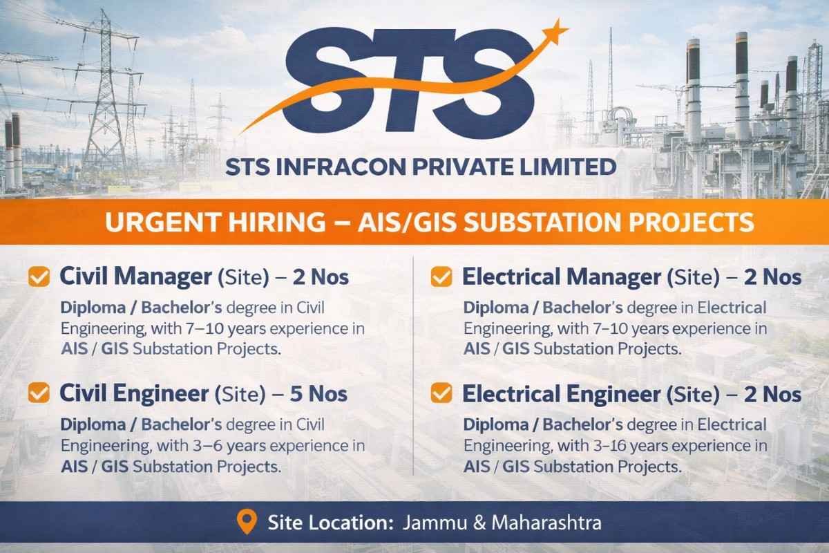 STS Infracon Pvt. Ltd Recruitment 2026 | For Electrical And Cibil Engineer