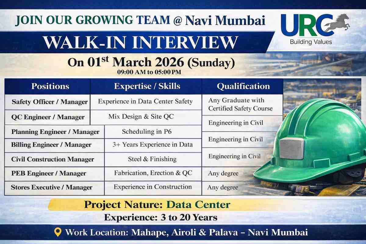 URC Construction Pvt. Ltd Walk-In Interviews 2026 | Date: 01st March 2026 (Sunday)