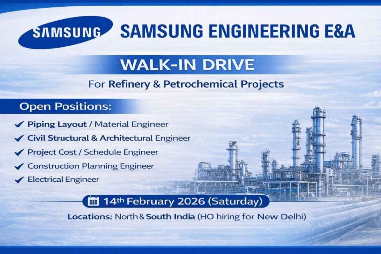 Samsung Engineering Walk-In Interview 2026 | Date: 14th February 2026 (Saturday)