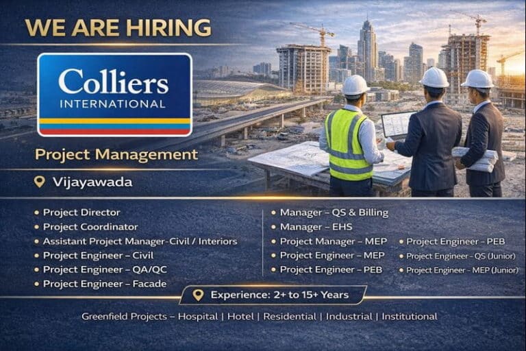 Colliers International New Vacancy 2026 | Project Management business in Vijayawada | Construction Placement