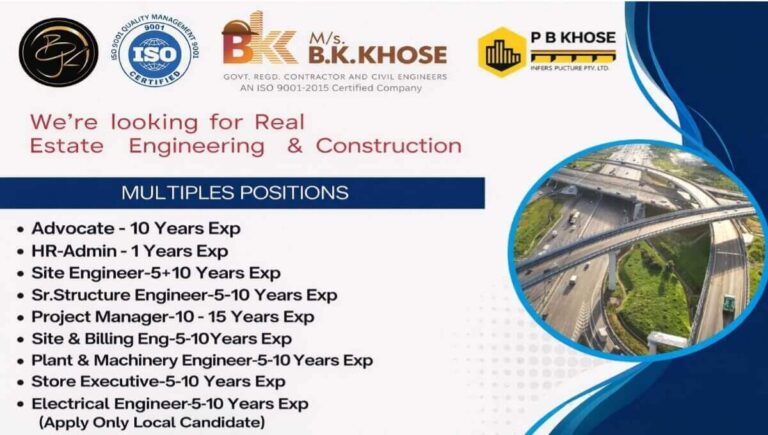 MS BK Khose Hiring 2026 | for projects in Pimpri-Chinchwad and Baner, Pune (Maharashtra)