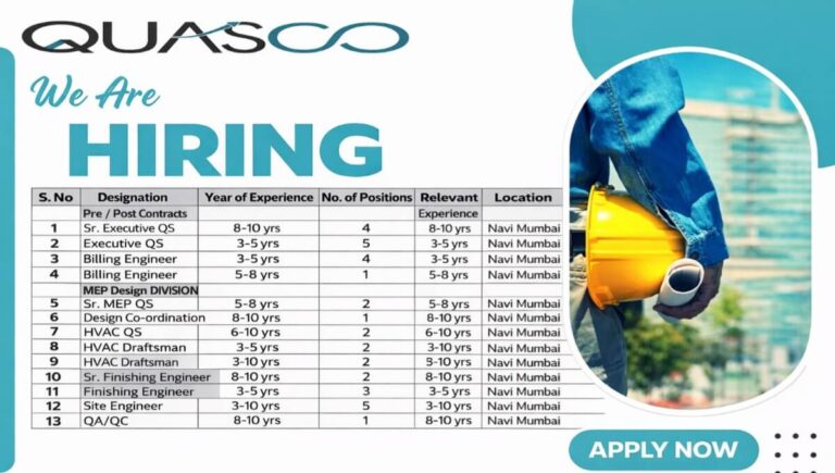 QUASCO Consulting India Pvt. Ltd Hiring 2026 | Location: Navi Mumbai, Dighe & Andheri