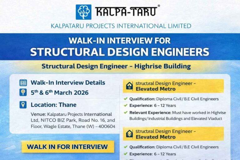 Kalpataru Projects International Limited Walk-In Drive 2026 | Date: 5th & 6th March 2026