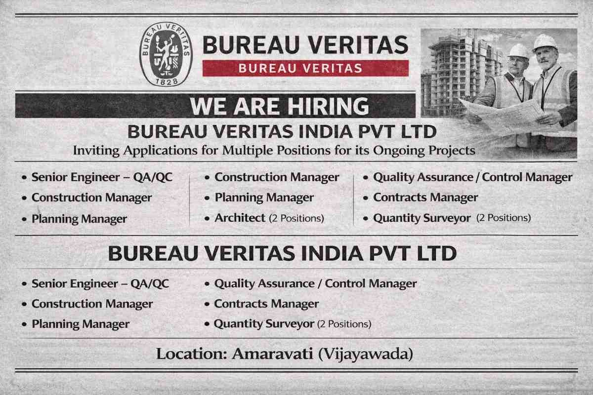Bureau Veritas India Pvt Ltd Hiring 2026 | Location: Amaravati (Vijayawada)