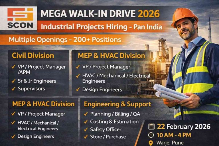 SCON Projects Private Limited Walk-In Interview 2026 | Date: 22 February 2026