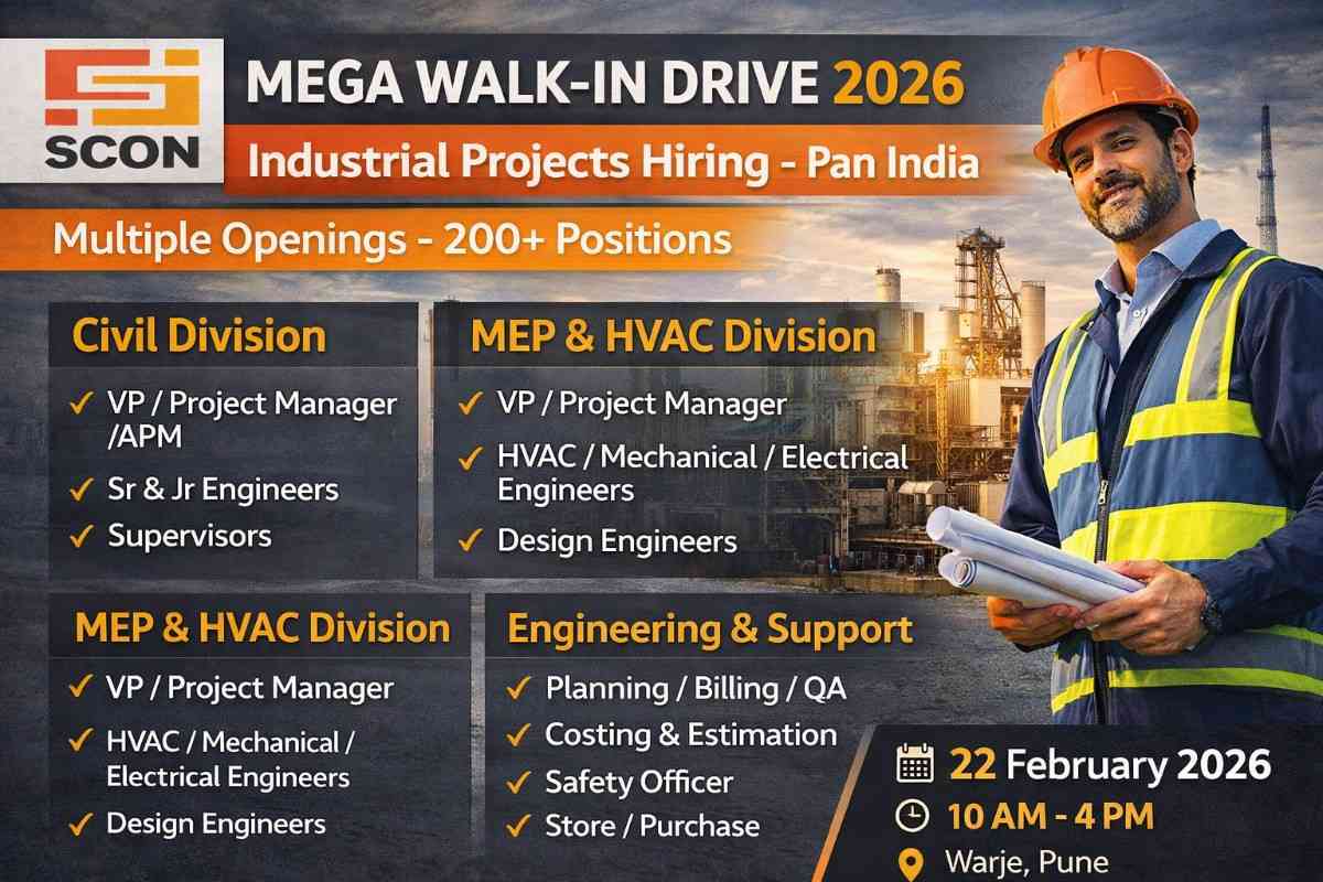 SCON Projects Private Limited Walk-In Interview 2026 | Date: 22 February 2026