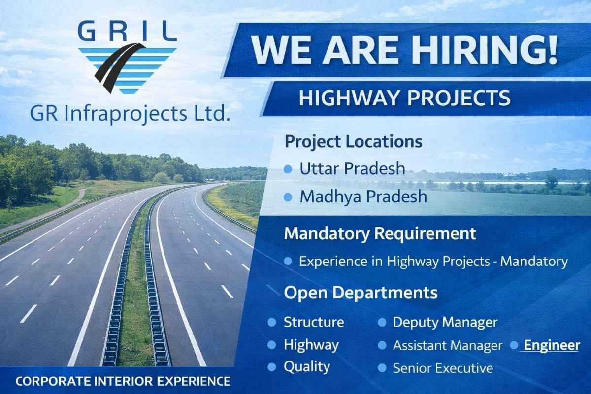 G R Infraprojects Ltd Recruitment 2026 | For Highway Projects Team in Uttar Pradesh & Madhya Pradesh