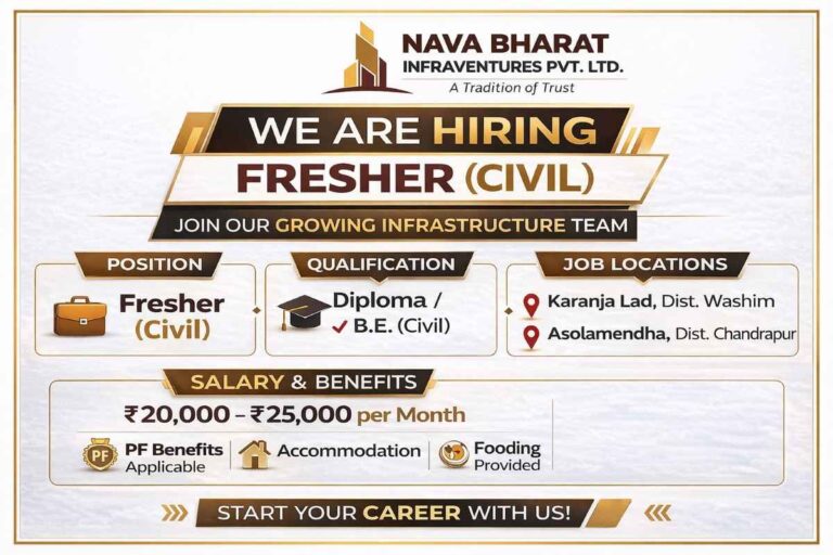 Navabharat Infraventures Pvt. Ltd Hiring 2026 | Freshers Civil Engineer Jobs 2026