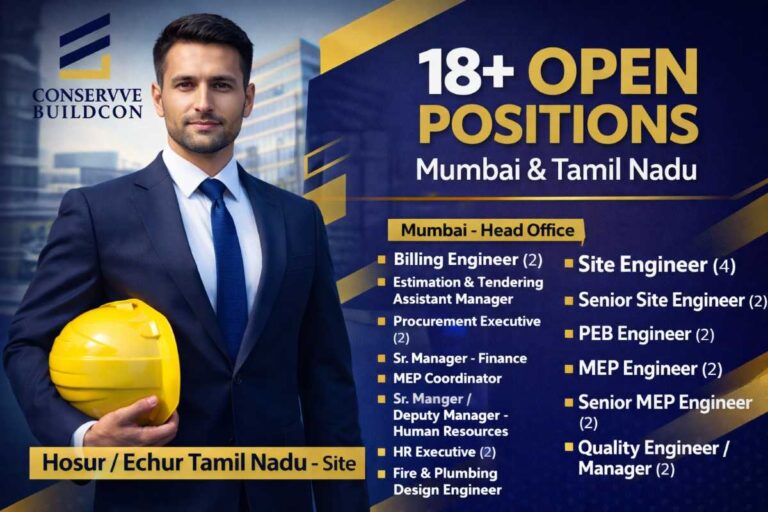 Conservve Buildcon Recruitment 2026 | Construction Jobs IN Mumbai