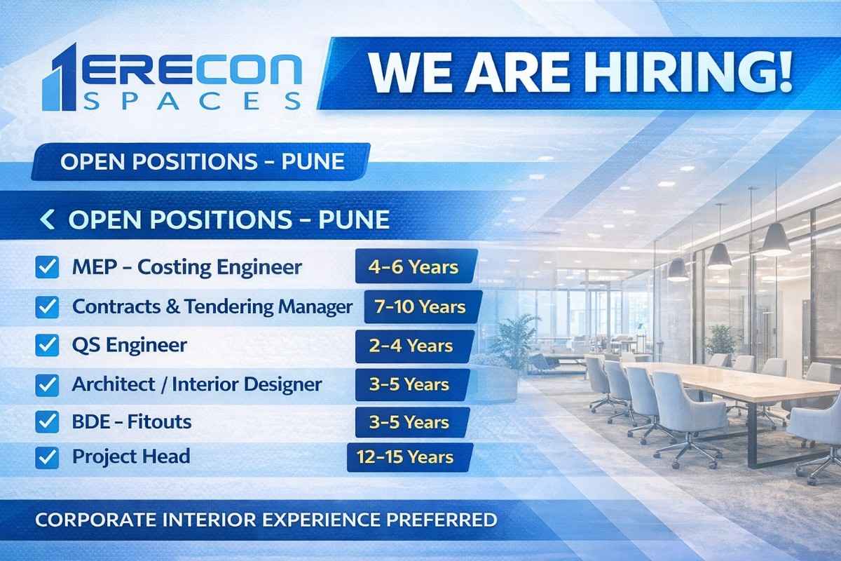 Erecon Spaces Pvt. Ltd Recruitment 2026 | Construction Jobs In Pune