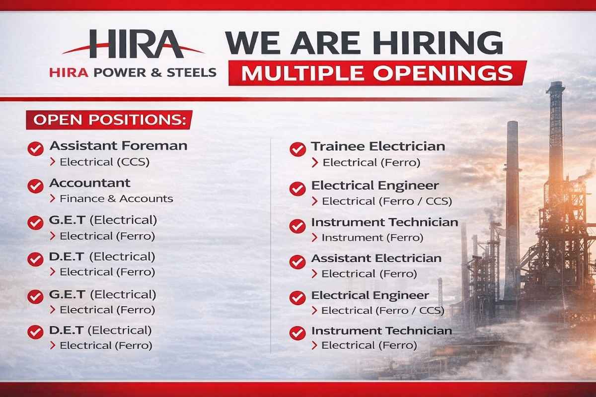 Hira Power And Steel Recruitment 2026 | Freshers Engineers Jobs 2026