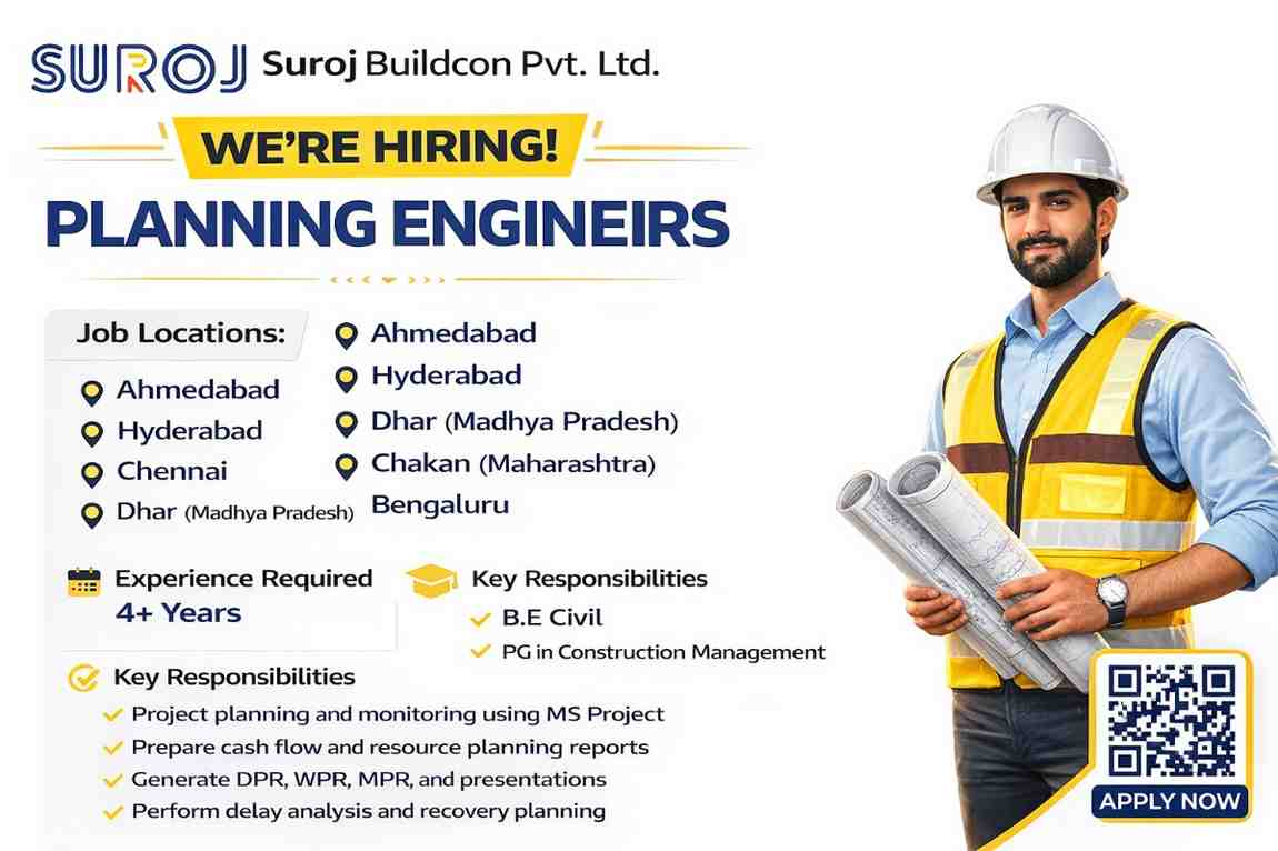 Suroj Buildcon Hiring Planning Engineers 2026 | MS Project, Construction Planning Jobs Across India