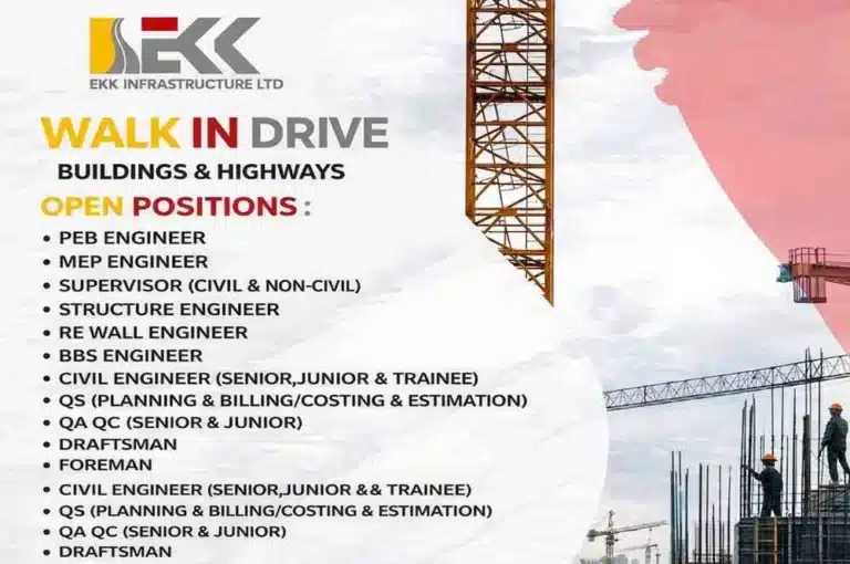 EKK Infrastructure Ltd Hiring 2026 | For Building and Highway Projects