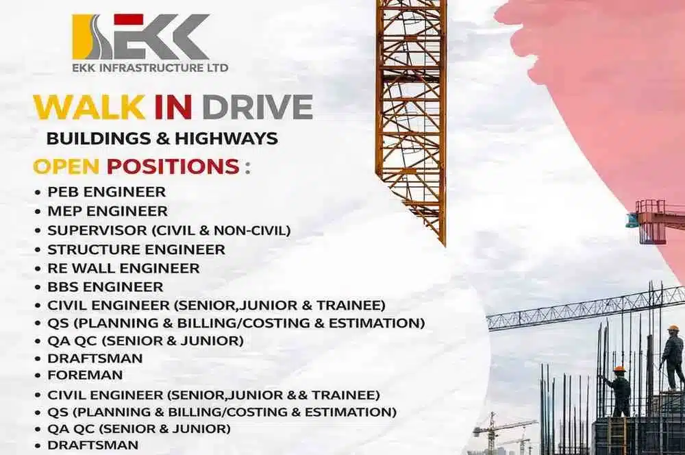 EKK Infrastructure Ltd Hiring 2026 | For Building and Highway Projects