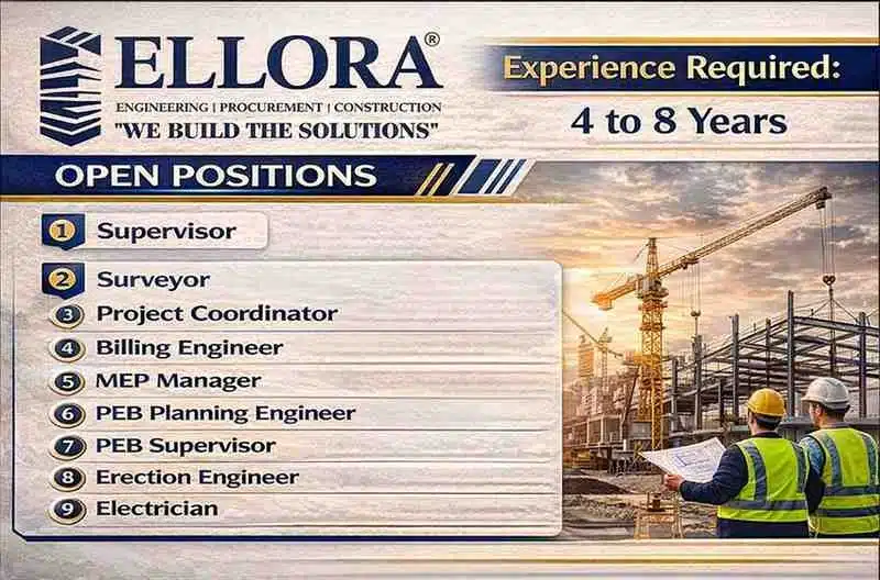 Ellora EPC Pvt Ltd Hiring 2026 | EPC & PEB Project Jobs | Pune & Nashik
