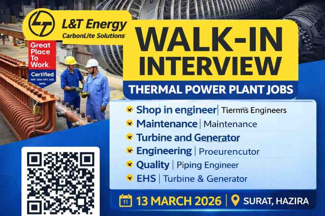 L&T Energy – CarbonLite Solutions | Walk-In Interview – Hazira (Surat)