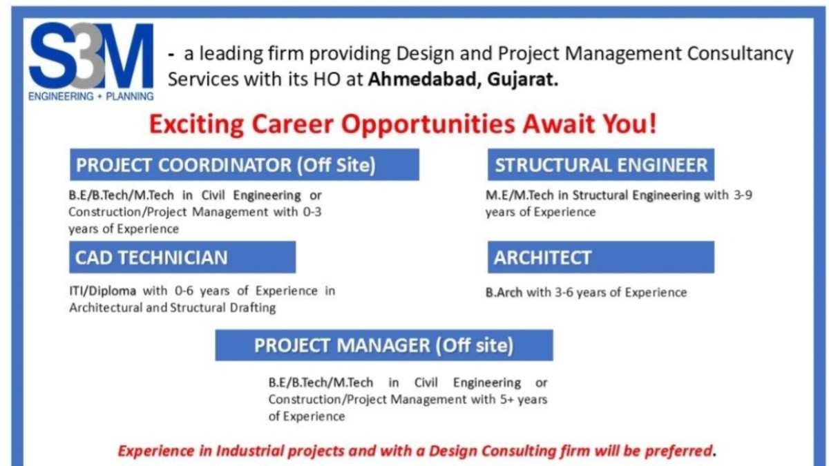 S3M Engineering Planning Hiring 2026 | For ITI, Diploma, BE, B.tech, ME and M.tech