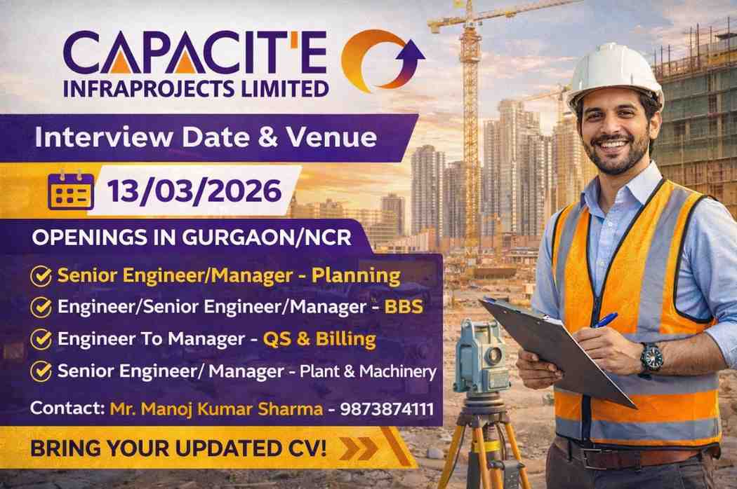 Capacit’e Infraprojects Ltd – Walk-In Interview | NCR / Gurgaon Projects