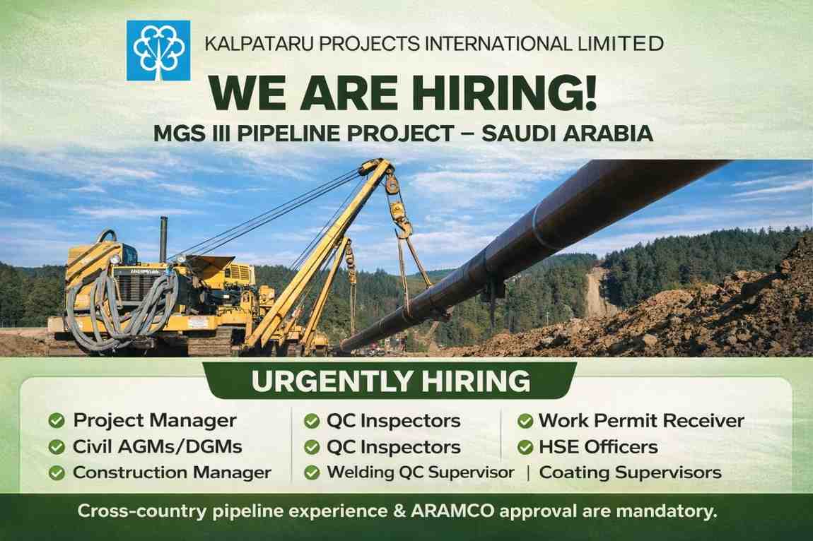 Kalpataru Projects International Limited – Hiring 2026 | Saudi Arabia Pipeline Project