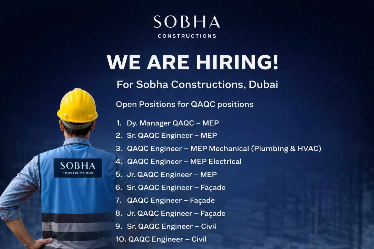 Sobha Constructions Urgent Recruitment 2026 | large-scale construction projects in Dubai