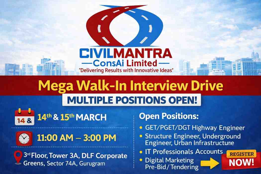 CivilMantra ConsAi Limited – Mega Walk-In Interview Drive 2026