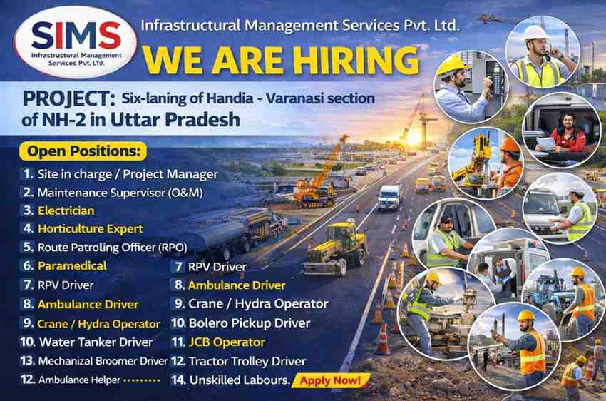 SIMS Infrastructural Management Services Pvt. Ltd. – Hiring for Highway Project (NH-2)