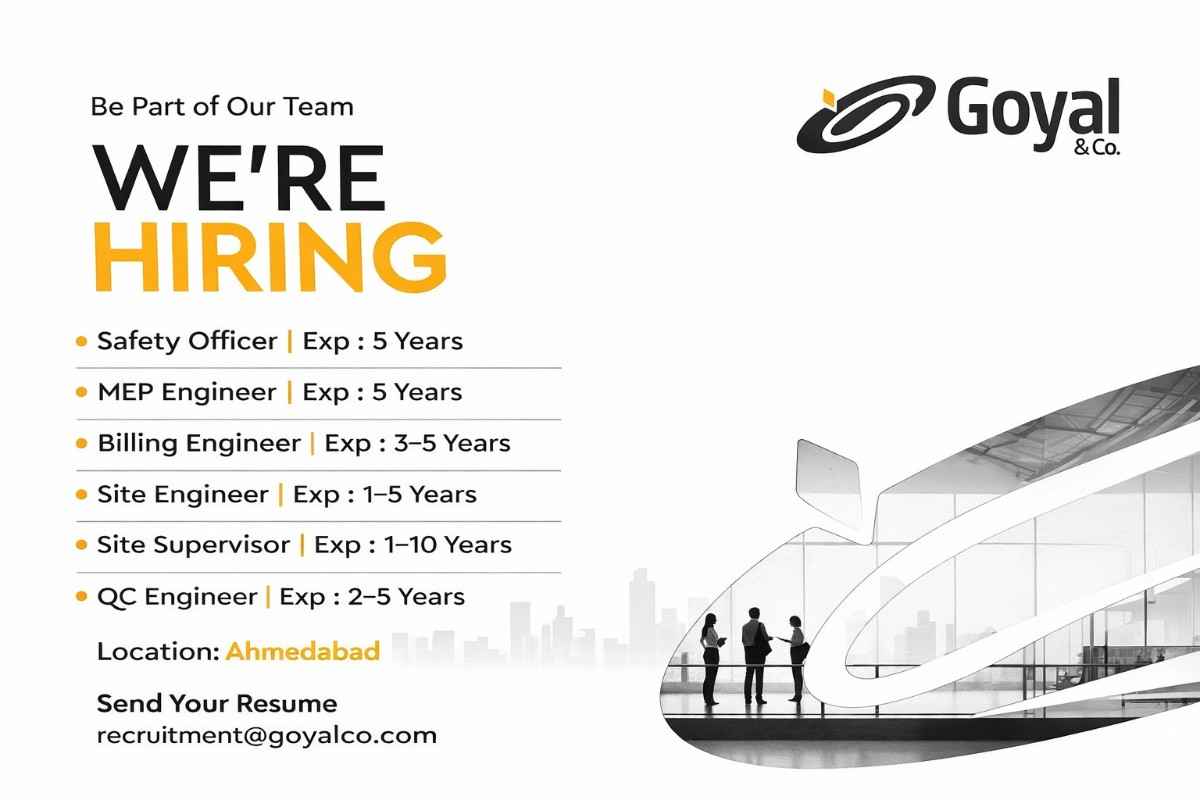 Goyal & Co Recruitment 2026 | Multiple Engineer & Supervisor Jobs in Ahmedabad