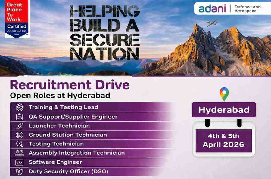 Adani Defence Recruitment 2026 | Technician, Engineer & QA Jobs | Hyderabad & Kanpur Hiring