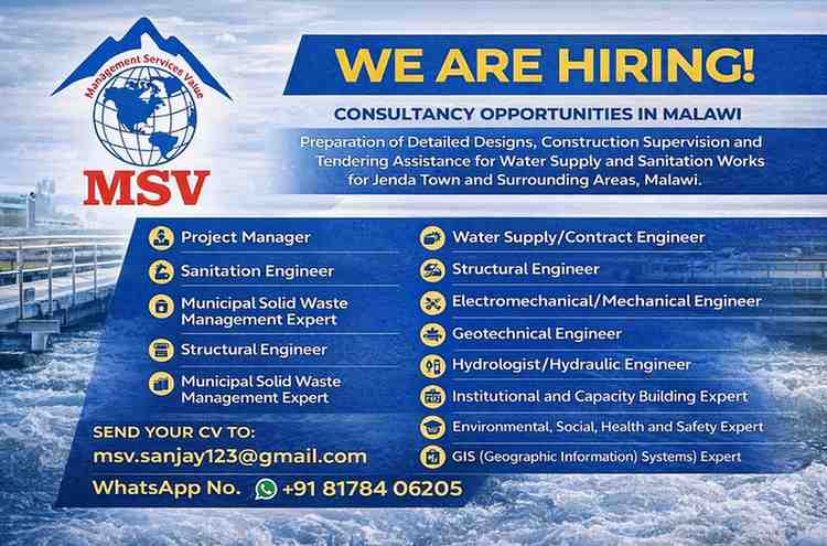 MSV Group Recruitment 2026 | Water Supply & Sanitation Project Jobs | Engineers, Experts & Consultants Hiring