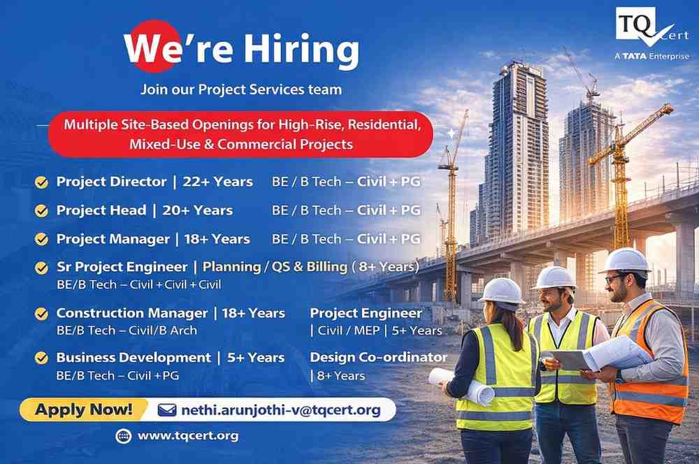 TQ Cert Services Hiring 2026 | PMC & High-Rise Project Jobs | Hyderabad & Andhra Pradesh