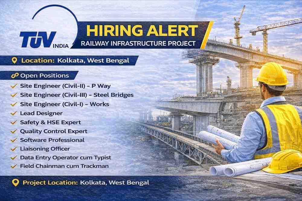 TÜV India Pvt. Ltd Hiring 2026 | for the Bridge-57 Railway Infrastructure Project in Kolkata, West Bengal.