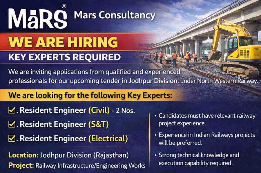 Mars Consultancy Hiring 2026 | for an upcoming tender in Jodhpur Division under North Western Railway