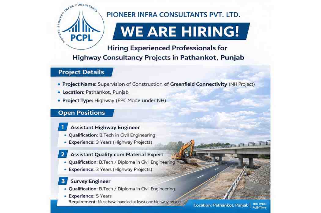 Pioneer Infra Consultants Recruitment 2026 | Highway Engineer & Survey Jobs in Pathankot