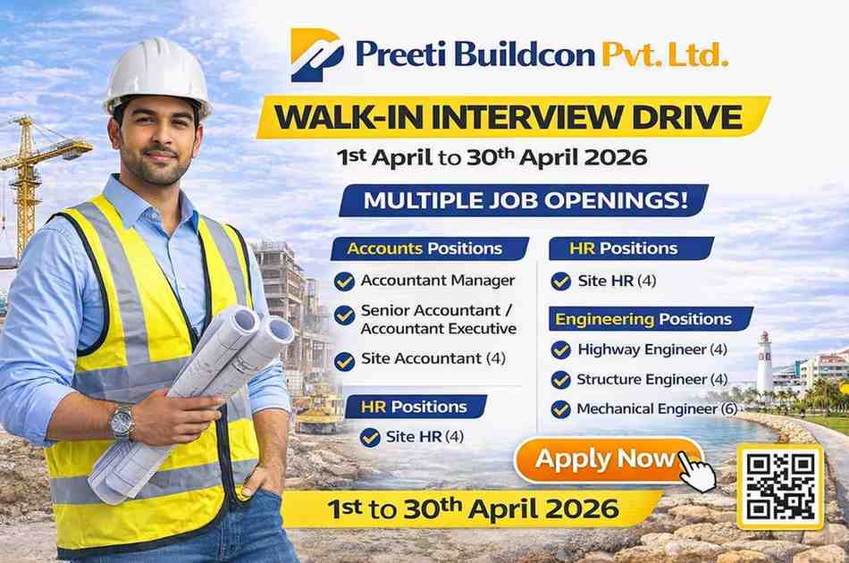 Preeti Buildcon Walk In Interview 2026 Meerut | Accounts, HR, Highway Engineer Jobs