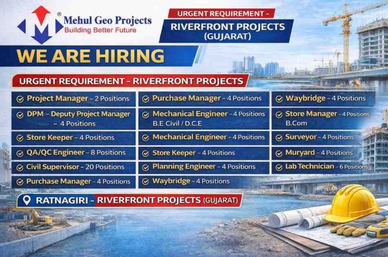 Mehul Geo Projects LLP Hiring 2026 | Urgent Requirement – Riverfront Projects (Gujarat)