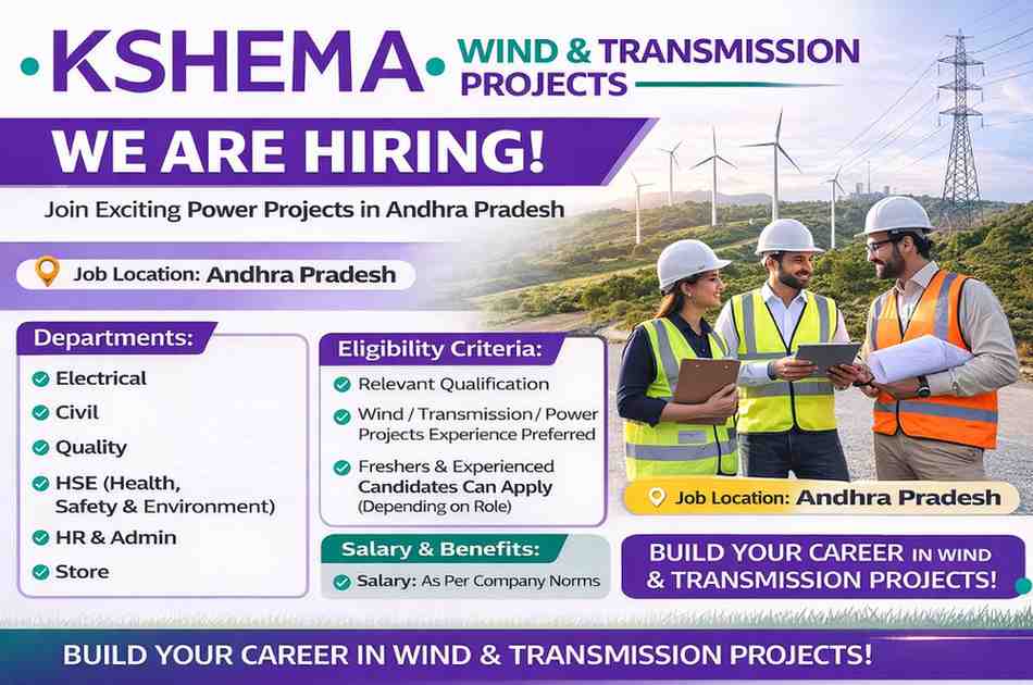 Kshema Power Hiring 2026 | Wind & Transmission Projects Jobs | Apply Now Andhra Pradesh