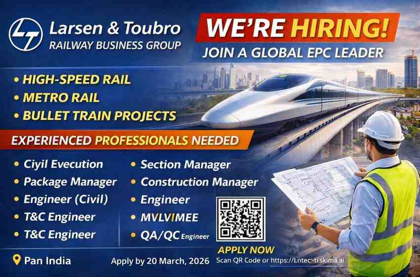 Larsen & Toubro – Transportation IC Walk-In Drive 2026 IC | for major High-Speed Rail and Metro Projects.
