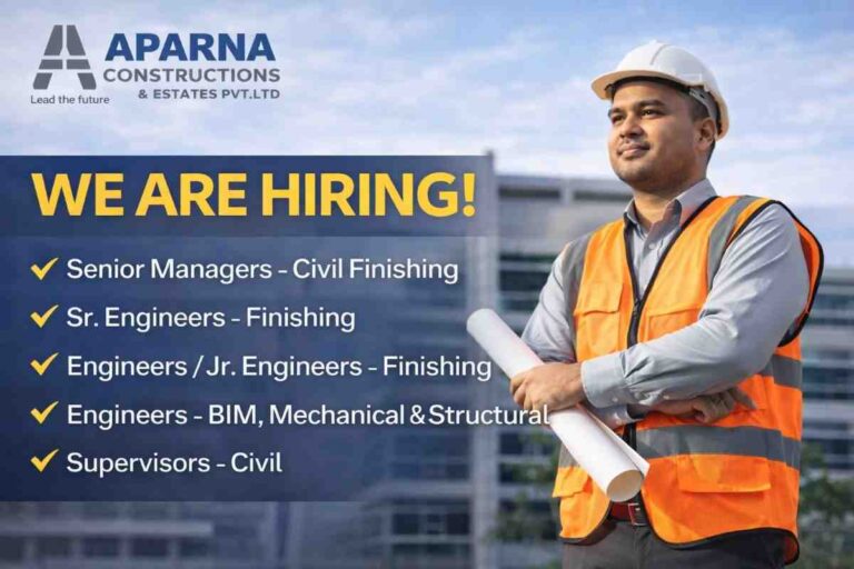 Aparna Constructions Latest New Vacancy 2026 | For High-Rise Building Projects