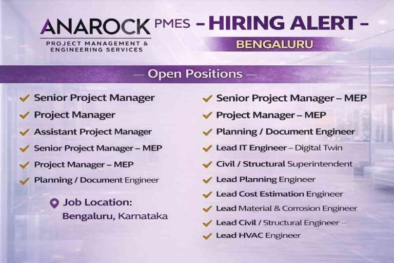 Anarock Project Management & Engineering Services Hiring 2026 | Job Location: Bengaluru, Karnataka