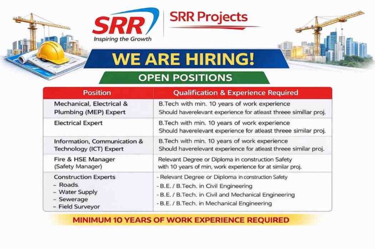 SRR Projects Hiring 2026 | Industrial Corridor & Smart City Jobs Zaheerabad