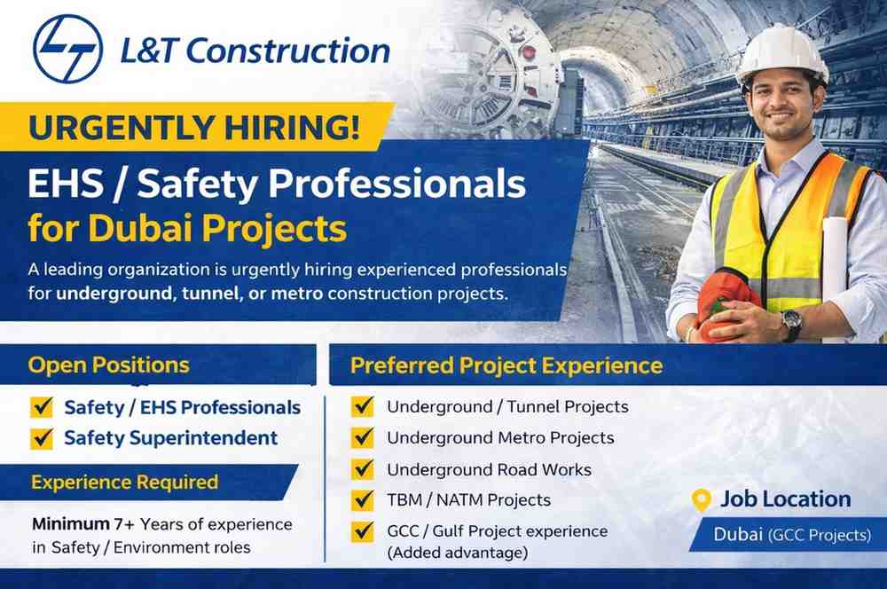  L&T Construction Hiring 2026 | for GCC infrastructure projects in Dubai